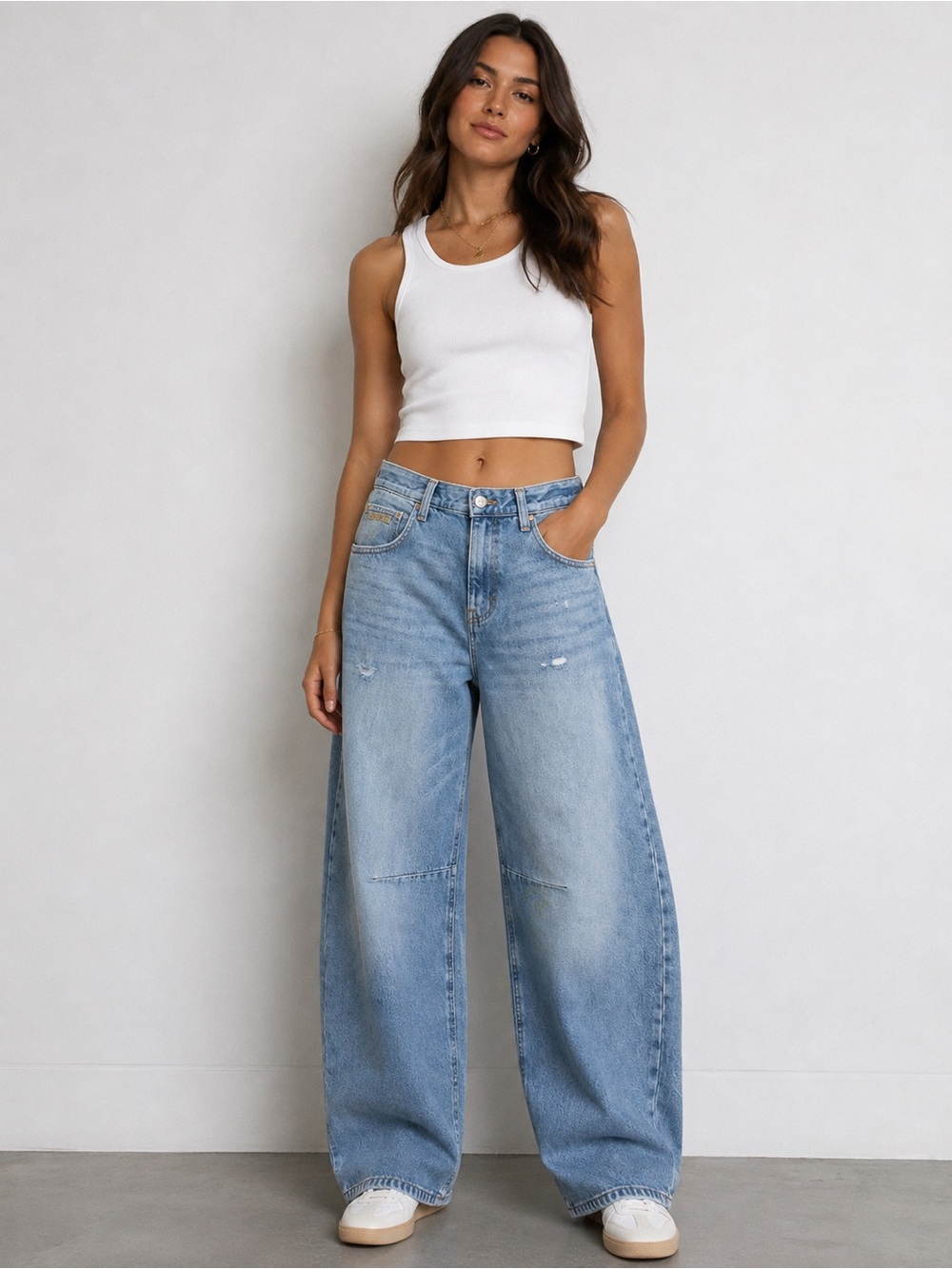 BDG Women’s 34 Logan Buckle Baggy Barrel High Rise Jeans Distressed Denim Pants